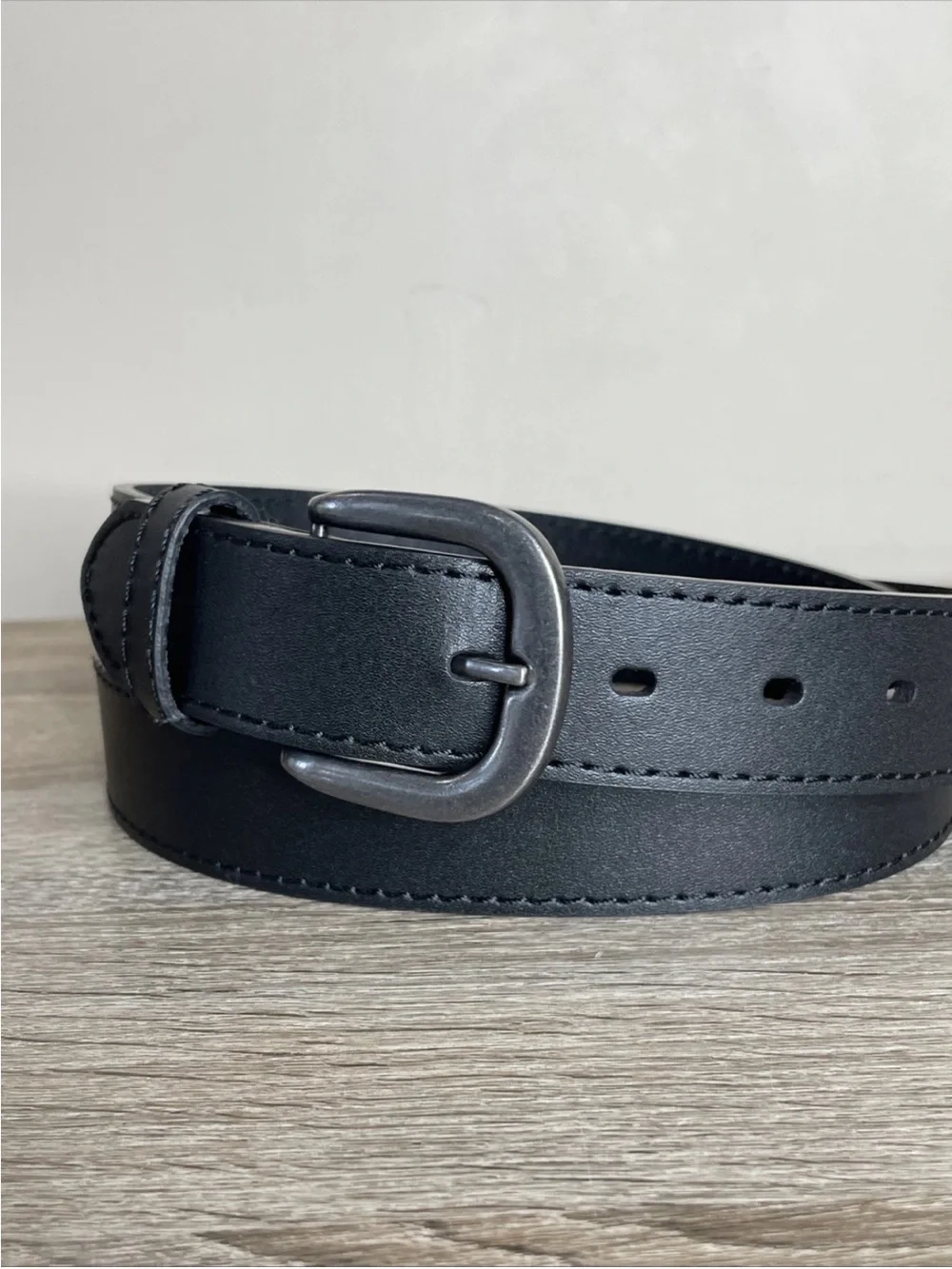 Wrangler Genuine Leather Work Belt Black Silver Buckle Men's Utility Size 42/105